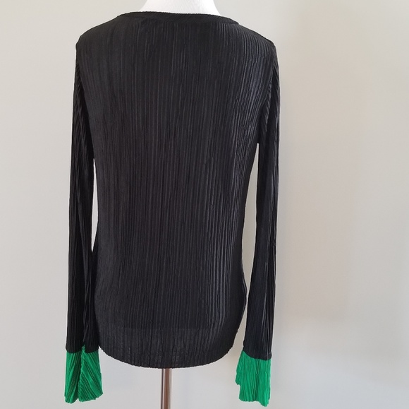 NWT Zara | Black Pleated Blouse with Sleeve Detail - Picture 3 of 5